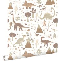 Estahome - papier peint dinosaures marron