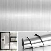 Ersandy - Papier Peint en Acier Inoxydable Effet Nickel Brossé Imperméable Résistant à l'Huile Crédence Adhésive pour Cuisine Électroménager