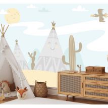 Hxadeco - Papier peint enfant tipis et cactus