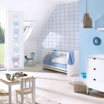 Profhome - Papier peint enfants 381361 papier peint intissé légèrement texturé avec un dessin infantile mat bleu gris blanc 5,33 m2