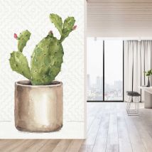 Hxadeco - Papier peint exotique cactus en pot