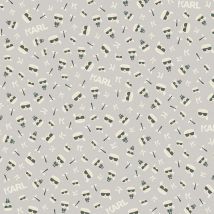 Papier peint fashion gris clair | Papier peint chambre ado motif couturier célèbre | Tapisserie grise claire originale chambre enfant - 10,05 x 0,53 m