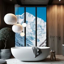 Papier peint, fenêtre sur montagne
