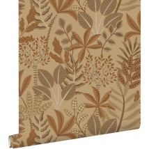 Estahome - papier peint feuilles cervine et terracotta