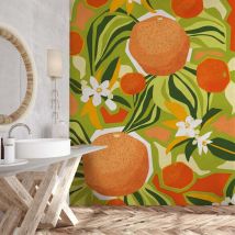 Hxadeco - Papier peint feuilles agrumes colores