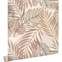 Estahome - papier peint feuilles beige