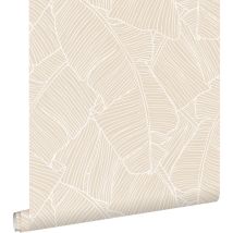 Estahome - papier peint feuilles beige