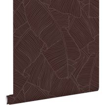 papier peint feuilles rouge bordeaux - ESTAhome