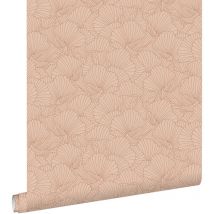 Estahome - papier peint feuilles dessinées terracotta claire