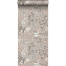 Sanders&sanders - papier peint feuilles et fleurs tropicales gris rose