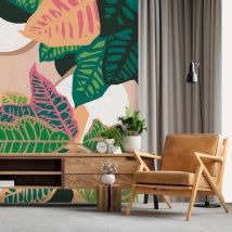 Papier peint feuilles exotiques