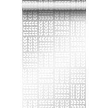 papier peint feuilles blanc mat et gris argent brillant - Origin Wallcoverings