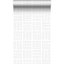 Origin - papier peint feuilles blanc mat et gris chaud clair Wallcoverings