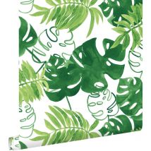 Estahome - papier peint feuilles tropicales de jungle peintes vert jungle tropicale
