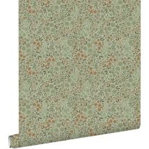 Estahome - papier peint fleurs vert grisé