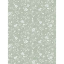 Sanders&sanders - papier peint fleurs vert grisé clair et blanc