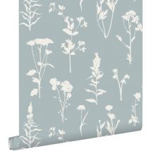 Estahome - papier peint fleurs des champs bleu clair