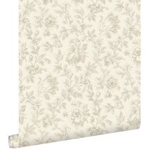 Estahome - papier peint fleurs élégantes marron