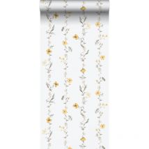 Sanders&sanders - papier peint fleurs jaune et blanc