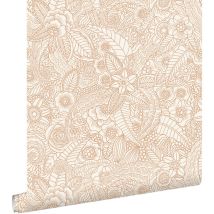 Estahome - papier peint fleurs beige
