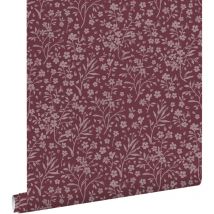 Estahome - papier peint fleurs violet aubergine