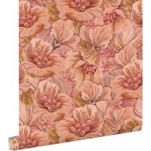 Estahome - papier peint fleurs rose terracotta