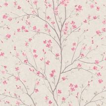 Profhome - Papier peint floral 379121 papier peint intissé légèrement texturé avec un dessin floral mat rose blanc 5,33 m2