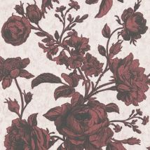 Profhome - Papier peint floral 387004 papier peint intissé légèrement texturé avec un dessin floral mat rose rouge noir 5,33 m2