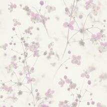 Profhome - Papier peint floral 387264 papier peint intissé gaufré à chaud lisse avec un dessin floral mat rose blanc gris 5,33 m2