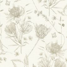 Profhome - Papier peint floral 394273 papier peint intissé gaufré à chaud légèrement texturé avec des ornements floraux mat blanc vert 5,33 m2