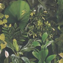 Profhome - Papier peint floral 396981 papier peint intissé gaufré à chaud légèrement texturé au design de jungle mat vert noir 5,33 m2