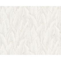 Papier peint gaufré Edem 420ST20 papier peint intissé gaufré à chaud légèrement texturé avec un dessin nature scintillant blanc blanc-crème argent