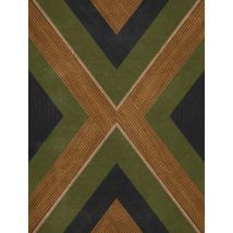 Sanders&sanders - papier peint géométrique vert olive grisé et marron
