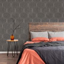 Boutique - Papier peint intissé Géométrique Effet Optique 1005 x 52cm Gris