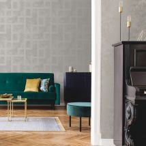 Boutique - Papier peint intissé Géométrique Entrelacs d'or 1005 x 52cm Perle