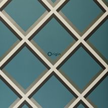 Origin - papier peint géométrique bleu canard Wallcoverings