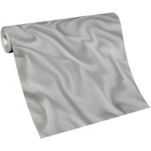 Papier peint graphique aspect textile gris Tapisserie grisemotif ondulation chambre adulte Papier peint intissé cuisine & couloir