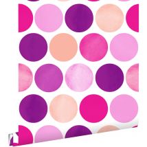 Estahome - papier peint gros points rose bonbon