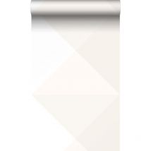 Origin - papier peint gros triangles beige crème clair et blanc mat Wallcoverings