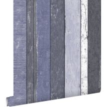Estahome - papier peint imitation bois bleu
