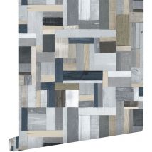 Estahome - papier peint imitation bois gris