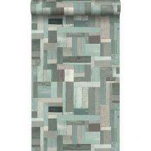 Origin - papier peint imitation bois vert grisé Wallcoverings