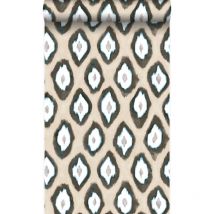 Origin - papier peint imitation d'ikat beige et turquoise Wallcoverings