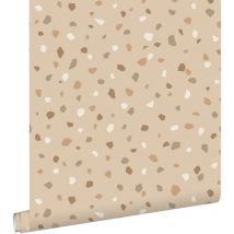 Estahome - papier peint imitation terrazzo beige clair