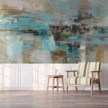 Hxadeco - Papier peint impression turquoise