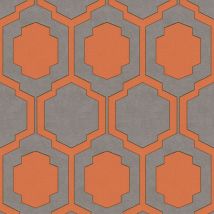 Papier peint orange & gris | Papier peint rétro vinyle intissé | Papier peint cuisine & salle à manger | Papier peint vintage 374793 - 10,05 x 0,53 m