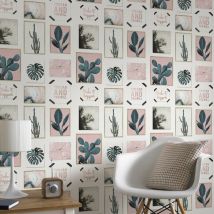 Superfresco Easy - Papier peint intissé Cadres Maddy 1005 x 52cm Or, Rose