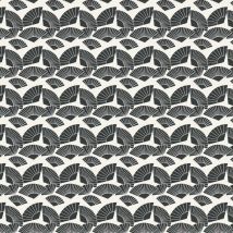 Papier peint intissé chambre & salon | Papier peint japonais art déco noir & blanc | Tapisserie design noire motif éventail - 10,05 x 0,53 m