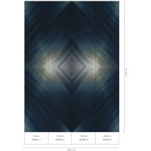 Papier peint intissé graphique bleu pour bureau Tapisserie effet trompe l'oeil moderne Papier peint tendance bleu holographique