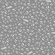 Papier peint design couturier célèbre Tapisserie grise avec motif blanc mode pour chambre ado Papier peint gris fashion